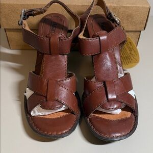 Born Chenille Tamarind Brown Leather Strappy Slingback Heels Sandal Sz 9 New